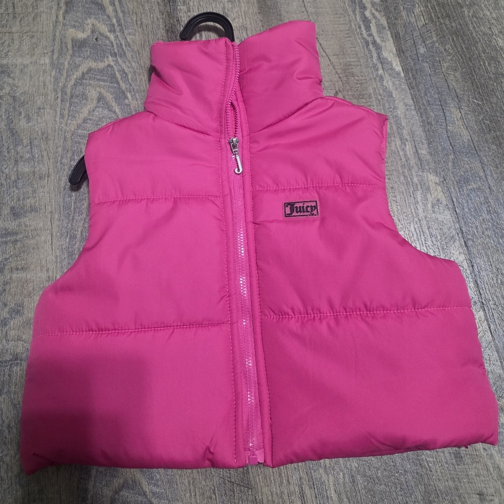 NWOT Juicy Couture Girls Vibrant Pink Quilted Vest. Sz: 5